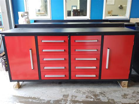 steel drawer cabinet units to make a workbench from|metal work benches with storage.